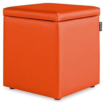 Happers Pouf Cube Rangement en Similicuir pour Salon ou Chambre Orange - Publicité Happers Pouf Cube Rangement en Similicuir pour Salon ou Chambre Orange - Publicité