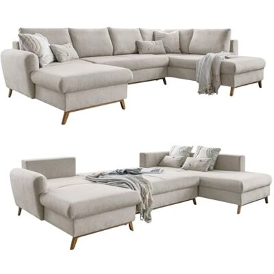 MIUFORM Scandic Lagom U Canapé d'angle 8 Places avec Rangement et Fonction Couchage en U à Droite Canapé 312 x 202 x 90 cm Sofabed Convertible Canapé-lit Pliant Beige - Publicité MIUFORM Scandic Lagom U Canapé d'angle 8 Places avec Rangement et Fonction Couchage en U à Droite Canapé 312 x 202 x 90 cm Sofabed Convertible Canapé-lit Pliant Beige - Publicité