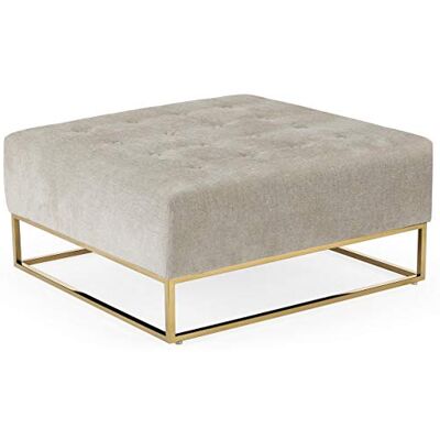 Menzzo Pouf carré Hudson – 90x90 cm – Tissu Beige – Repose-Pieds ou Assise – Structure métal doré – Design Moderne et élégant - Publicité Menzzo Pouf carré Hudson – 90x90 cm – Tissu Beige – Repose-Pieds ou Assise – Structure métal doré – Design Moderne et élégant - Publicité