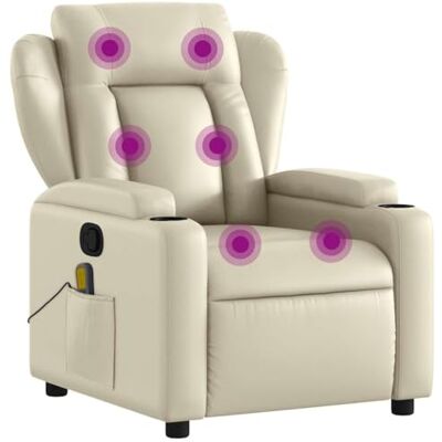 vidaXL Fauteuil de Massage Inclinable, Chaise de Relaxation avec Dossier et Repose-Pied Réglables, Siège Électrique de Salon, Moderne, Crème Similicuir - Publicité vidaXL Fauteuil de Massage Inclinable, Chaise de Relaxation avec Dossier et Repose-Pied Réglables, Siège Électrique de Salon, Moderne, Crème Similicuir - Publicité