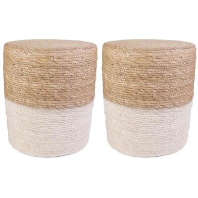 AltoBuy ESTANY Lot de 2 Poufs Ronds Tressés Naturel et Beige - Publicité AltoBuy ESTANY Lot de 2 Poufs Ronds Tressés Naturel et Beige - Publicité