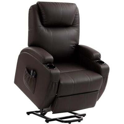 HOMCOM Fauteuil releveur électrique, Fauteuil Relax électrique en PU, Repose-Pied, Dossier inclinable, Port USB, télécommande, Porte-gobelets et Poches latérales, pour Personnes âgées, Marron foncé - Publicité HOMCOM Fauteuil releveur électrique, Fauteuil Relax électrique en PU, Repose-Pied, Dossier inclinable, Port USB, télécommande, Porte-gobelets et Poches latérales, pour Personnes âgées, Marron foncé - Publicité