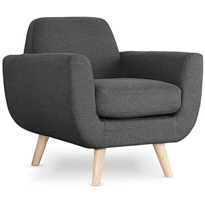 Menzzo Fauteuil scandinave Danube – Tissu Gris foncé – Pieds Bois Naturel – Fauteuil Lounge Moderne Confortable – Style Nordique – L67 x P78 x H86 cm - Publicité Menzzo Fauteuil scandinave Danube – Tissu Gris foncé – Pieds Bois Naturel – Fauteuil Lounge Moderne Confortable – Style Nordique – L67 x P78 x H86 cm - Publicité
