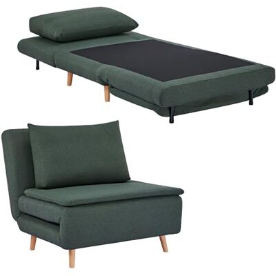 HOMCOM Fauteuil Convertible 3 en 1, Extra Large, avec Fonction lit, Coussin Lombaire et Rembourrage épais, avec Dossier réglable, Aspect Lin, pour Salon, Vert foncé - Publicité HOMCOM Fauteuil Convertible 3 en 1, Extra Large, avec Fonction lit, Coussin Lombaire et Rembourrage épais, avec Dossier réglable, Aspect Lin, pour Salon, Vert foncé - Publicité
