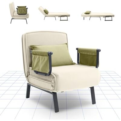 FLEXISPOT Fauteuil Relaxant, Lit Convertible Dossier, Fauteuil de Couchage Extensible avec Fonction Lit, Chaise Longue 3 en 1 (Blanc, 76 * 65 * 51 CM) - Publicité FLEXISPOT Fauteuil Relaxant, Lit Convertible Dossier, Fauteuil de Couchage Extensible avec Fonction Lit, Chaise Longue 3 en 1 (Blanc, 76 * 65 * 51 CM) - Publicité