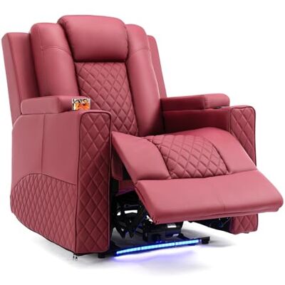 COMHOMA Fauteuil de relaxation avec fonction allongée, fauteuil de relaxation, avec LED, réglable électrique, jusqu'à 150 kg, avec fonction massage, salon, chambre à coucher, home cinéma, rouge - Publicité COMHOMA Fauteuil de relaxation avec fonction allongée, fauteuil de relaxation, avec LED, réglable électrique, jusqu'à 150 kg, avec fonction massage, salon, chambre à coucher, home cinéma, rouge - Publicité