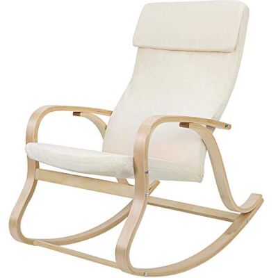 SONGMICS Fauteuil à Bascule, avec Accoudoirs en Bois, Chaise d’Allaitement, Capacité 120 kg, Housse en Imitation de Lin, pour Chambre, Salon, Beige et Couleur Boisée LYY30M - Publicité SONGMICS Fauteuil à Bascule, avec Accoudoirs en Bois, Chaise d’Allaitement, Capacité 120 kg, Housse en Imitation de Lin, pour Chambre, Salon, Beige et Couleur Boisée LYY30M - Publicité