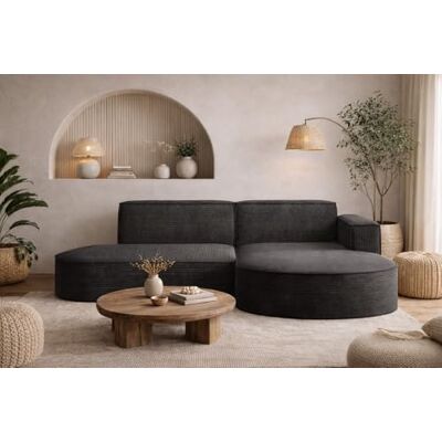 Kaiser Canapé d'angle en L avec Coin Salon, Canapé 3 Places Moderne, Sofa rembourré, Canapé Confortable avec Pouf pour Salon, Tissu Poso en Velours côtelé, Modena Studio, Gris foncé, à Droite - Publicité Kaiser Canapé d'angle en L avec Coin Salon, Canapé 3 Places Moderne, Sofa rembourré, Canapé Confortable avec Pouf pour Salon, Tissu Poso en Velours côtelé, Modena Studio, Gris foncé, à Droite - Publicité