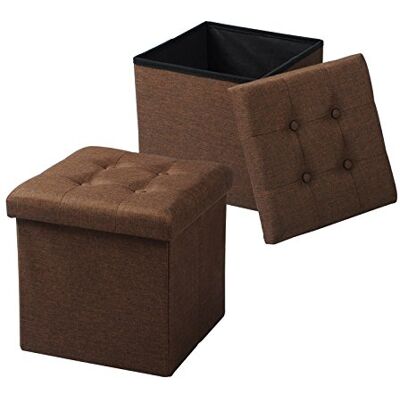 WOLTU Lot de 2 Tabouret Cube de Rangement Repose Pieds Pliant,Couvercle Amovible siège en Lin, 37,5x37,5x38cm (L x L x H),Brun - Publicité WOLTU Lot de 2 Tabouret Cube de Rangement Repose Pieds Pliant,Couvercle Amovible siège en Lin, 37,5x37,5x38cm (L x L x H),Brun - Publicité
