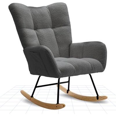 FLEXISPOT Fauteuil à Bascule avec Dossier Haut et accoudoirs – Fauteuil pivotant Moderne avec Base en Bois, Chaise de Relaxation rembourré pour Salon et Chambre, Charge jusqu'à 120 kg, Gris - Publicité FLEXISPOT Fauteuil à Bascule avec Dossier Haut et accoudoirs – Fauteuil pivotant Moderne avec Base en Bois, Chaise de Relaxation rembourré pour Salon et Chambre, Charge jusqu'à 120 kg, Gris - Publicité