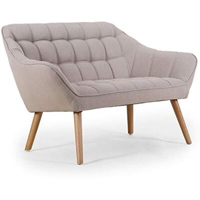 Menzzo Canapé 2 Places scandinave Zentao Tissu Beige, Design Moderne, Pieds Bois en Diagonale, canapé Droit Confortable - Publicité Menzzo Canapé 2 Places scandinave Zentao Tissu Beige, Design Moderne, Pieds Bois en Diagonale, canapé Droit Confortable - Publicité