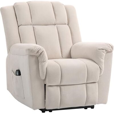 HOMCOM Fauteuil Relax électrique massant et Chauffant, Fauteuil inclinable Tissu Chenille avec Dossier et Repose-Pieds réglable manuellement, Poche latérale, pour Chambre, Salon et Home cinéma, Beige - Publicité HOMCOM Fauteuil Relax électrique massant et Chauffant, Fauteuil inclinable Tissu Chenille avec Dossier et Repose-Pieds réglable manuellement, Poche latérale, pour Chambre, Salon et Home cinéma, Beige - Publicité