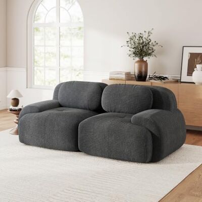 VILUXE Canapé modulaire 2 places en velours côtelé sans cadre avec mousse 32D pour salon et home cinéma (gris) - Publicité VILUXE Canapé modulaire 2 places en velours côtelé sans cadre avec mousse 32D pour salon et home cinéma (gris) - Publicité
