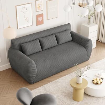 Vesgantti Canapé 3 Places Velours Côtelé, Canapé Compressé 200 cm sans Montage, Canapé de Sol Rembourré avec 3 Coussins, Idéal pour Petit Espace, Salon, Chambre, Bureau 200 x 94 x 80 cm, Gris Foncé - Publicité Vesgantti Canapé 3 Places Velours Côtelé, Canapé Compressé 200 cm sans Montage, Canapé de Sol Rembourré avec 3 Coussins, Idéal pour Petit Espace, Salon, Chambre, Bureau 200 x 94 x 80 cm, Gris Foncé - Publicité