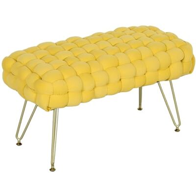 HOMCOM Banc de pied de lit tapissé en velours avec pieds dorés et assise rembourrée pour chambre à coucher entrées Jaune - Publicité HOMCOM Banc de pied de lit tapissé en velours avec pieds dorés et assise rembourrée pour chambre à coucher entrées Jaune - Publicité