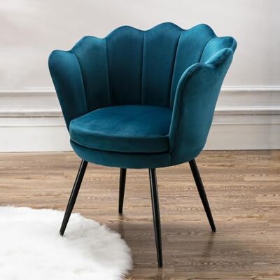 Ya-Home Fauteuils avec Pied Doré pour Salon et Chambre Fauteuil de Salon Moderne Fauteuil Coiffeuse Confortable, Velours, Teal - Publicité Ya-Home Fauteuils avec Pied Doré pour Salon et Chambre Fauteuil de Salon Moderne Fauteuil Coiffeuse Confortable, Velours, Teal - Publicité