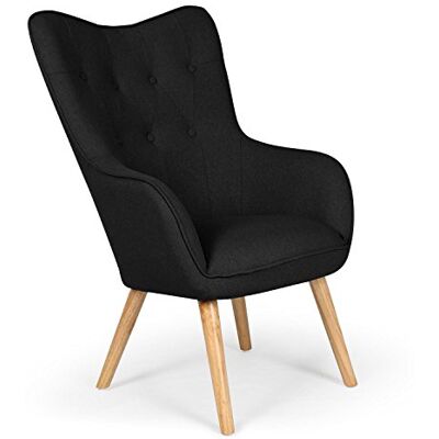 Menzzo qh8801black Chaise/Fauteuil Scandinave Capitonné Assise Confortable en Tissu et Pieds en Bois Modèle Klarys 105 x 67 x 75 cm Noir - Publicité Menzzo qh8801black Chaise/Fauteuil Scandinave Capitonné Assise Confortable en Tissu et Pieds en Bois Modèle Klarys 105 x 67 x 75 cm Noir - Publicité