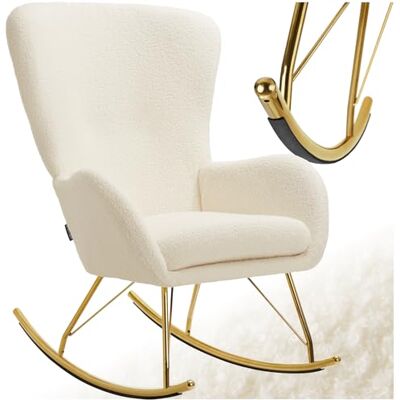 tectake ® Rocking Chair Fauteuil à Bascule rembourée avec Accoudoirs Bouclette Cadre en Acier Fauteuil Salon Veranda, Chaise Ergonomique idéal Détente, Allaitement - Publicité tectake ® Rocking Chair Fauteuil à Bascule rembourée avec Accoudoirs Bouclette Cadre en Acier Fauteuil Salon Veranda, Chaise Ergonomique idéal Détente, Allaitement - Publicité