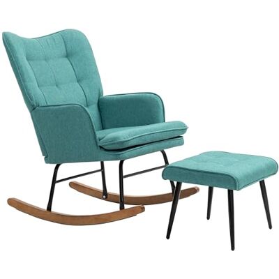 HOMCOM Fauteuil à Bascule avec Tabouret, Fauteuil d'allaitement, Aspect Lin, capacité de Charge jusqu'à 130 kg, pour Chambre à Coucher, Salon, Vert foncé - Publicité HOMCOM Fauteuil à Bascule avec Tabouret, Fauteuil d'allaitement, Aspect Lin, capacité de Charge jusqu'à 130 kg, pour Chambre à Coucher, Salon, Vert foncé - Publicité
