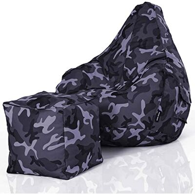 Green Bean © Set de 2: Pouf + Tabourets remplis Robustes lavables résistants à la saleté Bean Bag Coussin de Sol Lounge Chaise Fauteuil Relax Gamer Siège de Gaming Camouflage Noir - Publicité Green Bean © Set de 2: Pouf + Tabourets remplis Robustes lavables résistants à la saleté Bean Bag Coussin de Sol Lounge Chaise Fauteuil Relax Gamer Siège de Gaming Camouflage Noir - Publicité