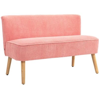 HOMCOM Canapé 2 Places en Velours côtelé, Rose, 117x56.5x77 cm Petit canapé d'amour, canapé moderne rembourré, pour salon, chambre, petit espace - Publicité HOMCOM Canapé 2 Places en Velours côtelé, Rose, 117x56.5x77 cm Petit canapé d'amour, canapé moderne rembourré, pour salon, chambre, petit espace - Publicité