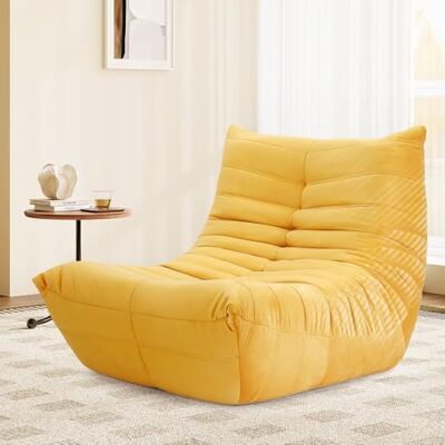 Vesgantti Canapé Lounge Paresseux Confortable en Daim synthétique avec Rembourrage en Mousse Haute densité Canapé Flexible pour Salon et Chambre à Coucher Jaune - Publicité Vesgantti Canapé Lounge Paresseux Confortable en Daim synthétique avec Rembourrage en Mousse Haute densité Canapé Flexible pour Salon et Chambre à Coucher Jaune - Publicité