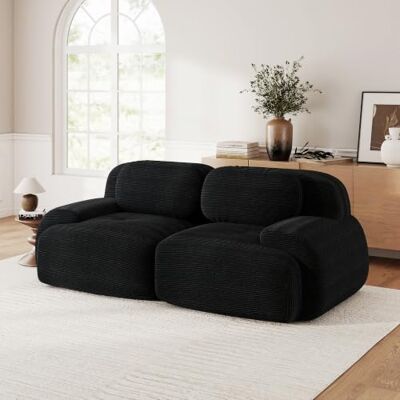 VILUXE Canapé modulaire 2 places en velours côtelé sans cadre avec mousse 32D pour salon et home cinéma (noir) - Publicité VILUXE Canapé modulaire 2 places en velours côtelé sans cadre avec mousse 32D pour salon et home cinéma (noir) - Publicité