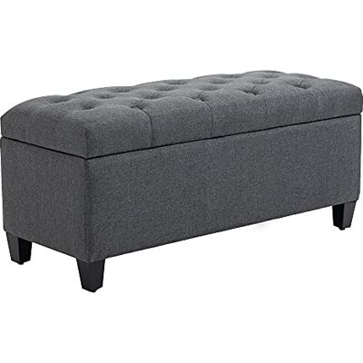 HOMCOM Banc de Rangement Pouf Salon Capitonné 100 x 40 x 44 cm Gris Foncé Bout de Lit, Coffre de Rangement, Repose-Pieds, pour Salon Chambre Entrée - Publicité HOMCOM Banc de Rangement Pouf Salon Capitonné 100 x 40 x 44 cm Gris Foncé Bout de Lit, Coffre de Rangement, Repose-Pieds, pour Salon Chambre Entrée - Publicité