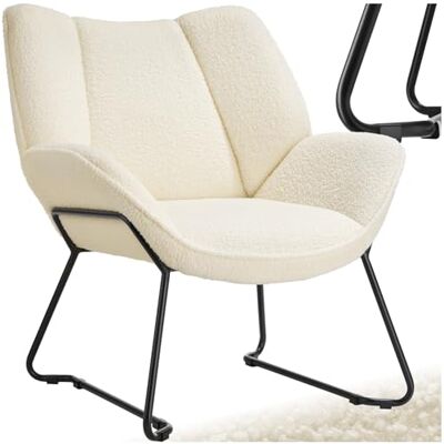 tectake ® Fauteuil Salon Confortable Tissu Bouclette Fauteuil Scandinave Moelleux avec Accoudoirs Chaise Ergonomique pour Salon, Chambre, Siege Bureau, Allaitement - Publicité tectake ® Fauteuil Salon Confortable Tissu Bouclette Fauteuil Scandinave Moelleux avec Accoudoirs Chaise Ergonomique pour Salon, Chambre, Siege Bureau, Allaitement - Publicité