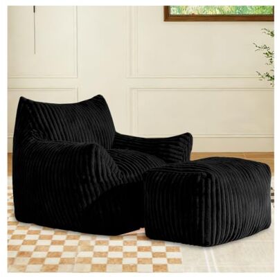 VILUXE Pouf avec tabouret, grand pouf pour adultes, avec tissu en flanelle douce, pour salon et chambre à coucher - Publicité VILUXE Pouf avec tabouret, grand pouf pour adultes, avec tissu en flanelle douce, pour salon et chambre à coucher - Publicité