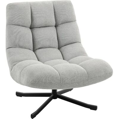 HOMCOM Fauteuil Salon sans Accoudoirs en Tissu Chenille Gris Clair Chaise Pivotante, Assise Rembourrée et Large, Pieds Croisés en Acier sans Roulettes, Fauteuil Relax pour Chambre et Salon - Publicité HOMCOM Fauteuil Salon sans Accoudoirs en Tissu Chenille Gris Clair Chaise Pivotante, Assise Rembourrée et Large, Pieds Croisés en Acier sans Roulettes, Fauteuil Relax pour Chambre et Salon - Publicité