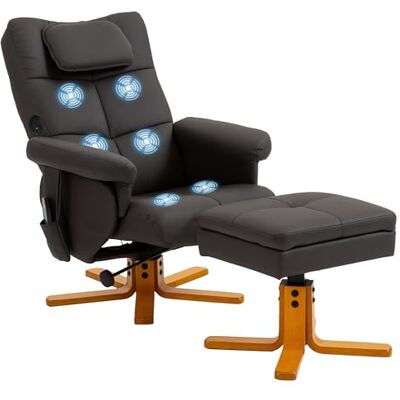 HOMCOM Fauteuil massant avec Repose-Pied Fauteuil Relax Salon Dossier inclinable jusqu'à 135°, Coffre de Rangement, appuie-tête et télécommande revêtement synthétique Marron - Publicité HOMCOM Fauteuil massant avec Repose-Pied Fauteuil Relax Salon Dossier inclinable jusqu'à 135°, Coffre de Rangement, appuie-tête et télécommande revêtement synthétique Marron - Publicité