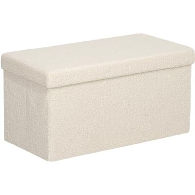 HOMCOM Banc de Rangement Pliable avec Aspect Velours, Coffre pour Salon, Chambre à Coucher, Couloir, 76 x 38 x 38 cm, Blanc crème - Publicité HOMCOM Banc de Rangement Pliable avec Aspect Velours, Coffre pour Salon, Chambre à Coucher, Couloir, 76 x 38 x 38 cm, Blanc crème - Publicité