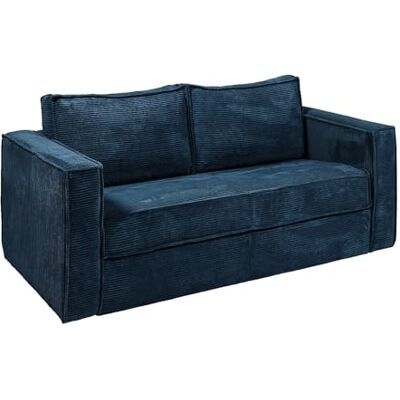 Unique Canapé 3 Places Convertible Express en Velours côtelé Bleu Nuit Couchage 140 cm Matelas 14 cm Loreto - Publicité Unique Canapé 3 Places Convertible Express en Velours côtelé Bleu Nuit Couchage 140 cm Matelas 14 cm Loreto - Publicité