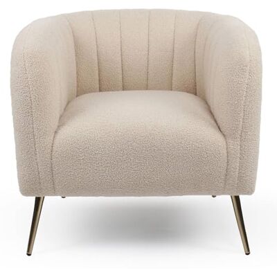 Menzzo Fauteuil Moderne BOMBARO – Tissu Bouclette Beige – Pieds métal doré – Fauteuil Design Arrondi Chic – Assise Confortable – L79 x P74 x H78 cm - Publicité Menzzo Fauteuil Moderne BOMBARO – Tissu Bouclette Beige – Pieds métal doré – Fauteuil Design Arrondi Chic – Assise Confortable – L79 x P74 x H78 cm - Publicité