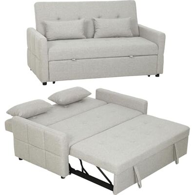 HOMCOM Canapé Convertible 2 Places 3 en 1, canapé-lit clic-clac 137x180cm, lit gigogne, Dossier réglable, 2 Coussins, Assise Large, Tissu Lin, pour Salon, Appartement, Petit Espace, Marron Clair - Publicité HOMCOM Canapé Convertible 2 Places 3 en 1, canapé-lit clic-clac 137x180cm, lit gigogne, Dossier réglable, 2 Coussins, Assise Large, Tissu Lin, pour Salon, Appartement, Petit Espace, Marron Clair - Publicité