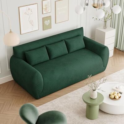 Vesgantti Canapé 3 Places Velours Côtelé, Canapé Compressé 200 cm sans Montage, Canapé de Sol Rembourré avec 3 Coussins, Idéal pour Petit Espace, Salon, Chambre, Bureau 200 x 94 x 80 cm, Vert Foncé - Publicité Vesgantti Canapé 3 Places Velours Côtelé, Canapé Compressé 200 cm sans Montage, Canapé de Sol Rembourré avec 3 Coussins, Idéal pour Petit Espace, Salon, Chambre, Bureau 200 x 94 x 80 cm, Vert Foncé - Publicité