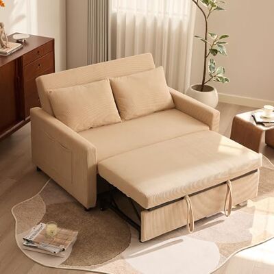 Litbird canapé-lit 2 Places Convertible, Sofa lit 3-en-1 Extensible en Velours côtelé, Dossier réglable avec Poches latérales, pour Salon et Chambre d’Amis,Camel - Publicité Litbird canapé-lit 2 Places Convertible, Sofa lit 3-en-1 Extensible en Velours côtelé, Dossier réglable avec Poches latérales, pour Salon et Chambre d’Amis,Camel - Publicité