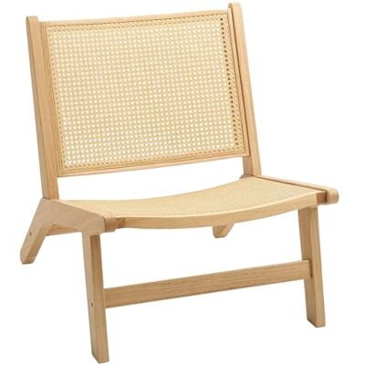 HOMCOM Nordic Lounge Chair Chaise Longue avec Large Assise et Dossier en rotin Chaise Longue à Structure en Bois pour Chambre à Coucher Salon Naturel - Publicité HOMCOM Nordic Lounge Chair Chaise Longue avec Large Assise et Dossier en rotin Chaise Longue à Structure en Bois pour Chambre à Coucher Salon Naturel - Publicité