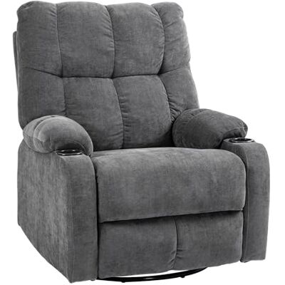HOMCOM Fauteuil Relax Fauteuil TV avec Fonction Couchage, Fonction balancelle, pivotant Fauteuil TV avec Repose-Pieds, Ressorts ensachés et Porte-gobelet, pour Le Salon, Gris foncé - Publicité HOMCOM Fauteuil Relax Fauteuil TV avec Fonction Couchage, Fonction balancelle, pivotant Fauteuil TV avec Repose-Pieds, Ressorts ensachés et Porte-gobelet, pour Le Salon, Gris foncé - Publicité