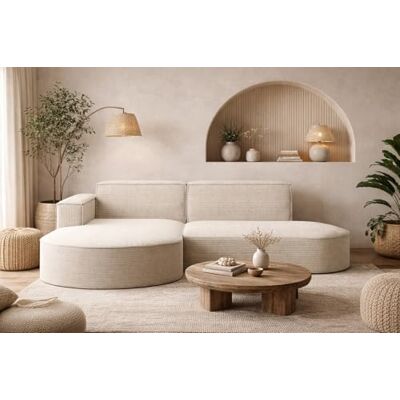 Kaiser Canapé d'angle en L avec Coin Salon, Canapé 3 Places Moderne, Sofa rembourré, Canapé Confortable avec Pouf pour Salon, Tissu Poso en Velours côtelé, Modena Studio, Beige, Gauche - Publicité Kaiser Canapé d'angle en L avec Coin Salon, Canapé 3 Places Moderne, Sofa rembourré, Canapé Confortable avec Pouf pour Salon, Tissu Poso en Velours côtelé, Modena Studio, Beige, Gauche - Publicité