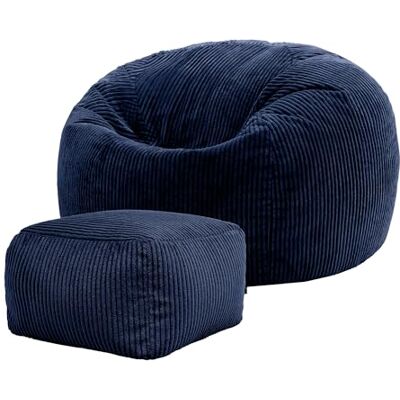Icon Kingston Pouf Velours Côtelé avec Tabouret, Pouf Poire avec Remplissage, Fauteuil Salon Confortable, Fauteuil Chambre, Meuble Salon, Decoration Chambre, Bleu Marine - Publicité Icon Kingston Pouf Velours Côtelé avec Tabouret, Pouf Poire avec Remplissage, Fauteuil Salon Confortable, Fauteuil Chambre, Meuble Salon, Decoration Chambre, Bleu Marine - Publicité