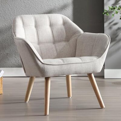 Ya-Home Fauteuil de Salon avec Pieds en Bois Chaise de Salon en Lin Moderne Fauteuil Rembourré pour Chambre, Beige - Publicité Ya-Home Fauteuil de Salon avec Pieds en Bois Chaise de Salon en Lin Moderne Fauteuil Rembourré pour Chambre, Beige - Publicité