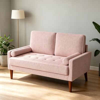 Vesgantti Canapé 2 Places 121 cm, Petit Canapé Compact en Tissu Effet Lin, Loveseat Moderne avec Accoudoirs, Assise à Ressorts, Canapé Salon Chambre Studio, Pink - Publicité Vesgantti Canapé 2 Places 121 cm, Petit Canapé Compact en Tissu Effet Lin, Loveseat Moderne avec Accoudoirs, Assise à Ressorts, Canapé Salon Chambre Studio, Pink - Publicité