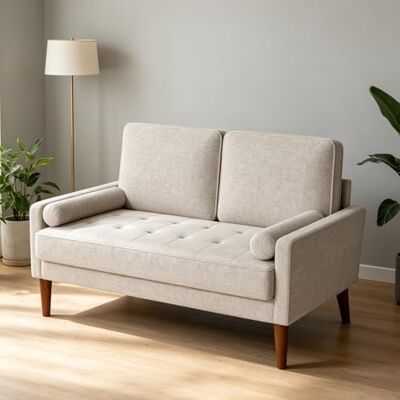 Vesgantti Canapé 2 Places 121 cm, Petit Canapé Compact en Tissu Effet Lin, Loveseat Moderne avec Accoudoirs, Assise à Ressorts, Canapé Salon Chambre Studio, Ashbeige - Publicité Vesgantti Canapé 2 Places 121 cm, Petit Canapé Compact en Tissu Effet Lin, Loveseat Moderne avec Accoudoirs, Assise à Ressorts, Canapé Salon Chambre Studio, Ashbeige - Publicité