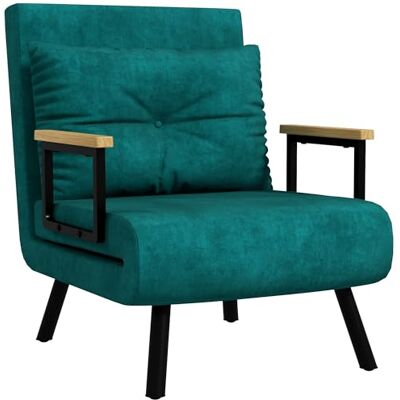 HOMCOM Fauteuil Convertible 1 Place, Fauteuil-lit chauffeuse 3 en 1 avec Dossier réglable 5 Positions, Oreiller, siège rembourré, Tissu Aspect Velours, canapé-lit pour invités, Salon, Bureau, Vert - Publicité HOMCOM Fauteuil Convertible 1 Place, Fauteuil-lit chauffeuse 3 en 1 avec Dossier réglable 5 Positions, Oreiller, siège rembourré, Tissu Aspect Velours, canapé-lit pour invités, Salon, Bureau, Vert - Publicité
