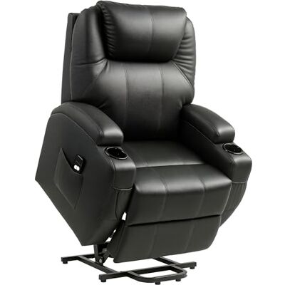 HOMCOM Fauteuil releveur électrique, Fauteuil Relax électrique en PU, Repose-Pied, Dossier inclinable, Port USB, télécommande, Porte-gobelets et Poches latérales, pour Personnes âgées, Noir - Publicité HOMCOM Fauteuil releveur électrique, Fauteuil Relax électrique en PU, Repose-Pied, Dossier inclinable, Port USB, télécommande, Porte-gobelets et Poches latérales, pour Personnes âgées, Noir - Publicité