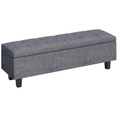 HOMCOM Banc avec Espace de Rangement, Banc rembourré avec Aspect Lin, Pieds en Bois, Banc de lit Moderne pour l'entrée, la Chambre à Coucher, Le Salon, 138 x 40 x 45 cm, Gris foncé - Publicité HOMCOM Banc avec Espace de Rangement, Banc rembourré avec Aspect Lin, Pieds en Bois, Banc de lit Moderne pour l'entrée, la Chambre à Coucher, Le Salon, 138 x 40 x 45 cm, Gris foncé - Publicité