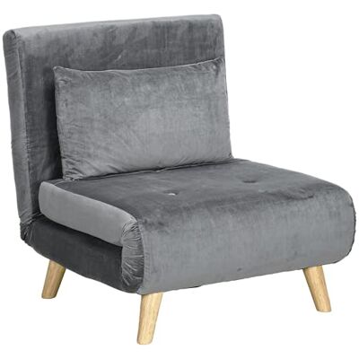 HOMCOM - Schlafsessel - Gris - Velours - Sofa bed - Publicité HOMCOM - Schlafsessel - Gris - Velours - Sofa bed - Publicité