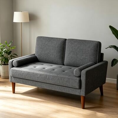 Vesgantti Canapé 2 Places 121 cm, Petit Canapé Compact en Tissu Effet Lin, Loveseat Moderne avec Accoudoirs, Assise à Ressorts, Canapé Salon Chambre Studio, Dark Grey - Publicité Vesgantti Canapé 2 Places 121 cm, Petit Canapé Compact en Tissu Effet Lin, Loveseat Moderne avec Accoudoirs, Assise à Ressorts, Canapé Salon Chambre Studio, Dark Grey - Publicité